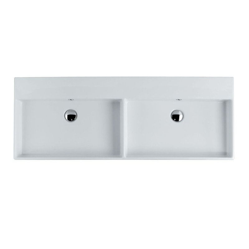 Unlimited 46.4 in. L Bathroom Sink, White, No Hole