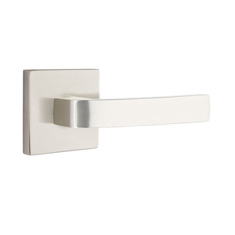 Breslin Flat Double Dummy Door Lever with Square Rosette, Satin Nickel, Right