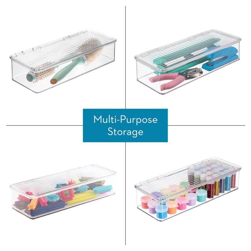 iDesign Stackable Hinged-Lid Pantry or Kitchen Storage Box - Lidded Storage Box for Organizing Cabinets and Under Sinks