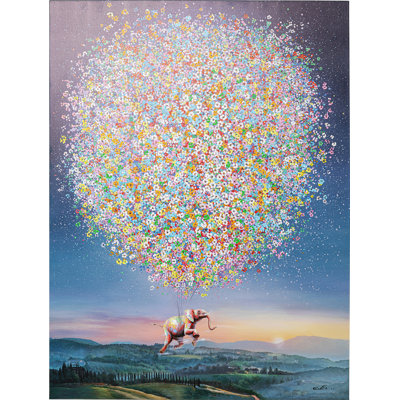 Leinwandbild "Flying Elephant at Night" 120x160cm