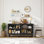 Modern Geometric Carved Sideboard Buffet Cabinet with Adjustable Shelves, Decorative Wood Storage Cabinet for Living Room, Dining Room & Entryway