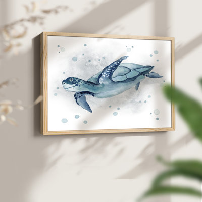 Tortue bleue II - reproduction encadrée - réarmable