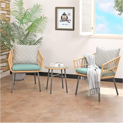 Brustrom 2 - Person Patio Dining Set Round Table with Cushions Included