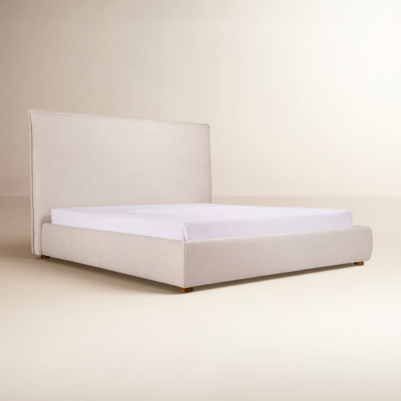 Timothy Upholstered Low Profile Platform Bed, King, Wheat Basketweave, 54