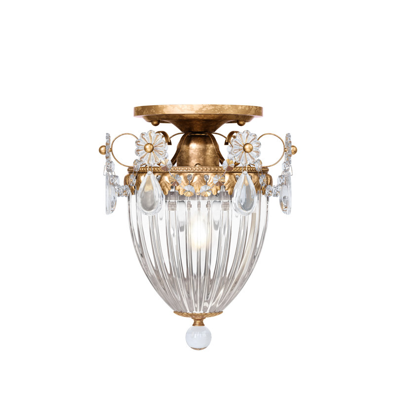 Bagatelle 1 - Light Semi Flush Mount, Etruscan Gold, Clear Spectra Crystal
