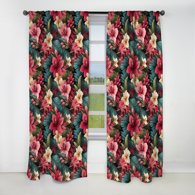 Motif tropical Mirage - Rideau floral - Rideau occultant en velours - 1 panneau