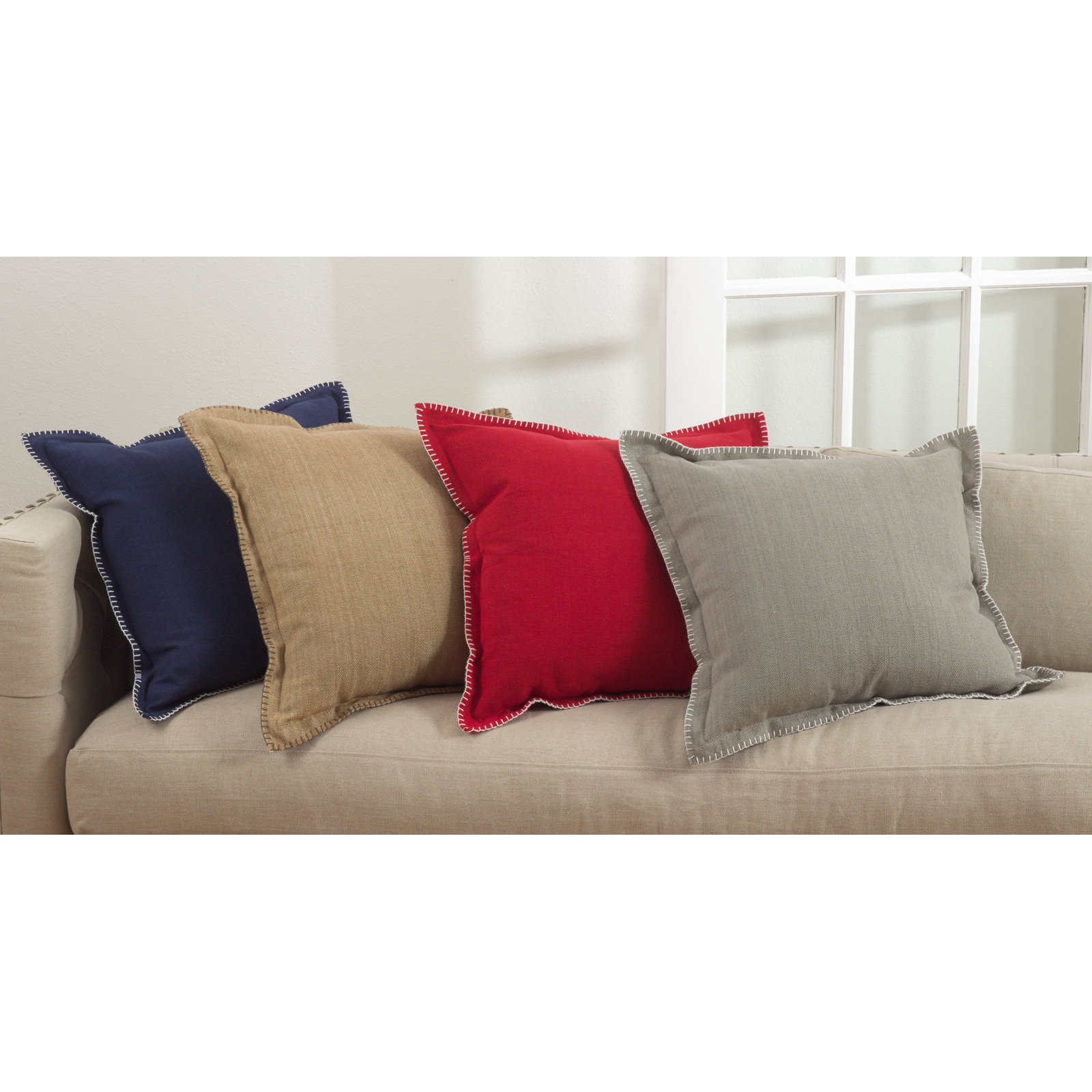 Ivara 20" x 20" Cotton Throw Pillow, Navy Blue