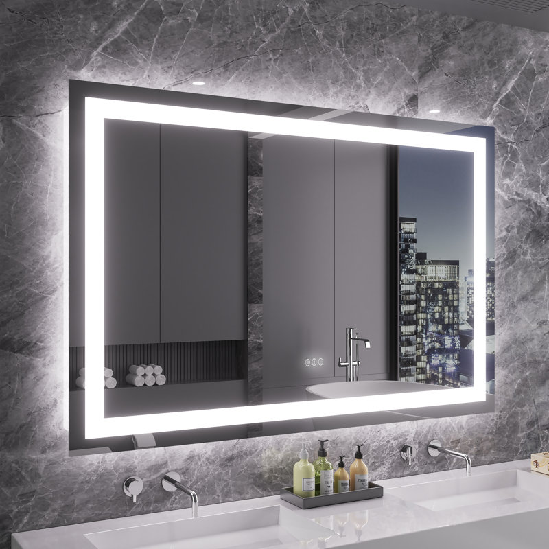 Rectangular Frameless Led Wall Mounted Bathroom Vanity Mirror, 55" x 36"
