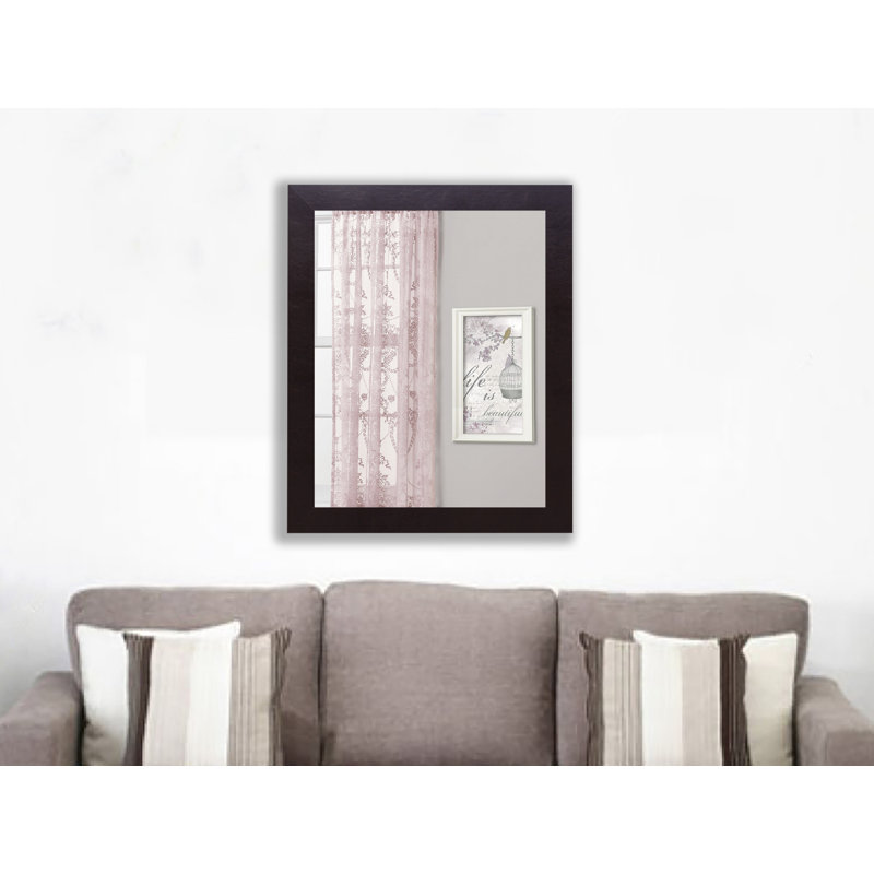 Miroir murale en cuir brun foncé arlinna, H 46 po x l 40 po