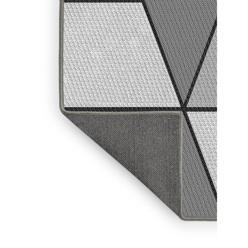 Tapis gris/blanc tissé à la machine, Rectangle 2 pi x 4 pi