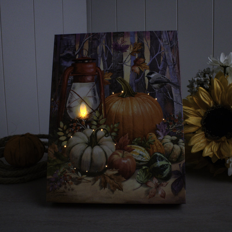 Harvest Lantern 8x6 Lighted Tabletop Canvas