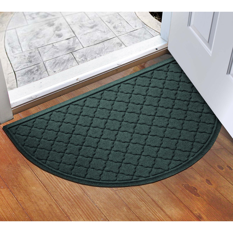 WaterHog Cordova 24 in. x 39 in. Half Round Indoor Outdoor Doormat, Navy