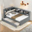 Lit de jour avec lit gigogne, tablettes de rangement, tête de lit tapissier et panneau de rangement rotatif-1221130032-1221130039