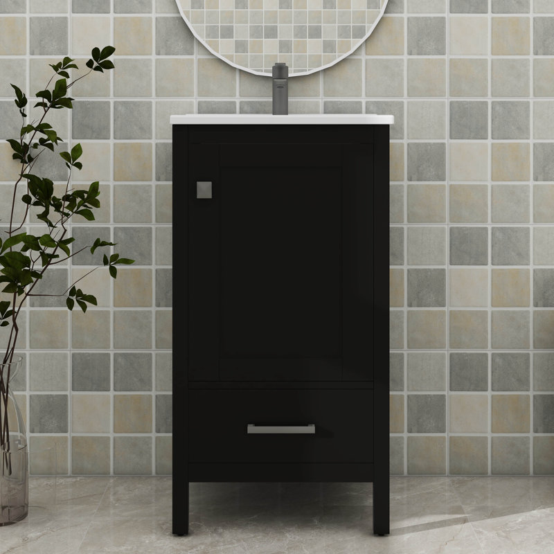 Meuble-lavabo moderne avec lavabo en céramique, Noir
