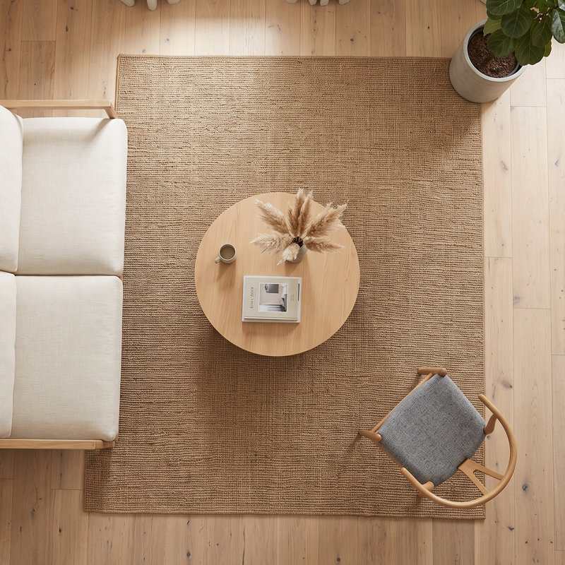 Tapis moderne uni texturé beige naturel (240 x 305 cm)