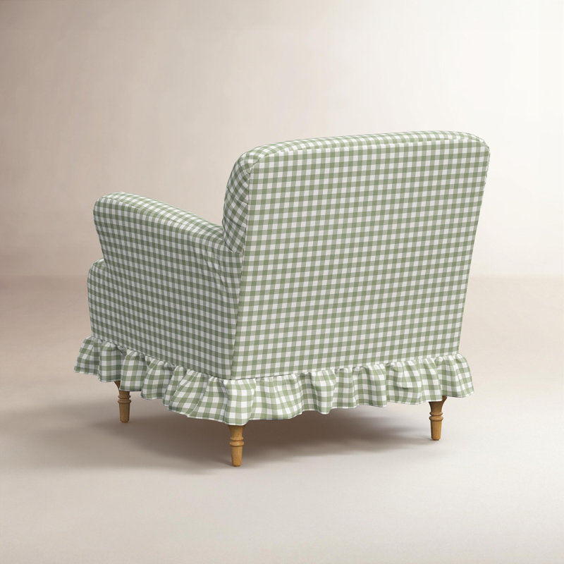 Fauteuil à housse à volants, Vichy classique sauge