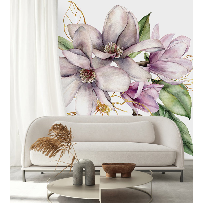 Rouleau de papier peint fleurs avec lignes L 10,4 pi x l 125 po