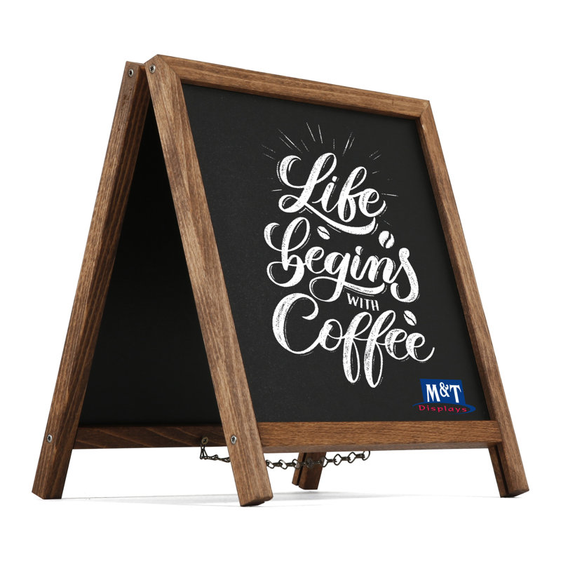 Tabletop Double-Sided Mini A Board With Erasable Chalkboard (Dark Wood 12X24), Dark Wood
