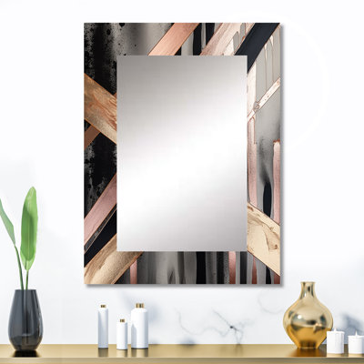 Metallic Stripes And Circles III - Modern Wall Mirror