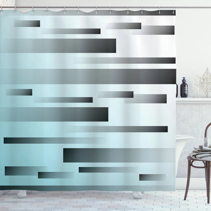 Geometric Shower Curtain with Hooks Included
