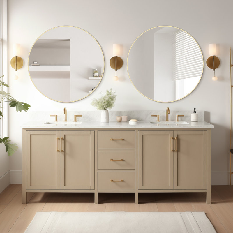 Miroir mural Kristene, 32 po x 32 po, Doré