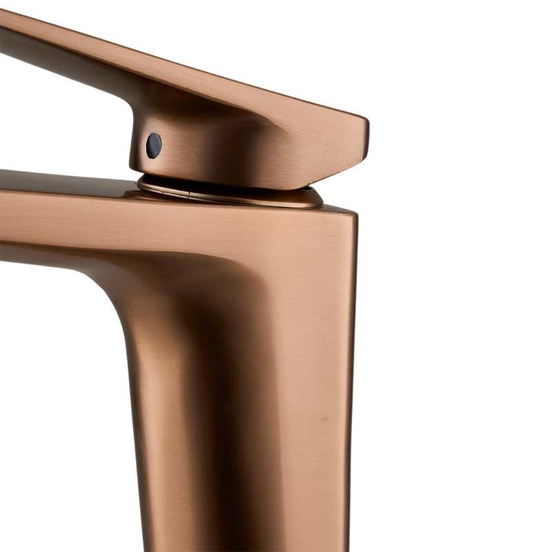 Metal Basin Mixer Tap with Single Lever, Rose Gold
