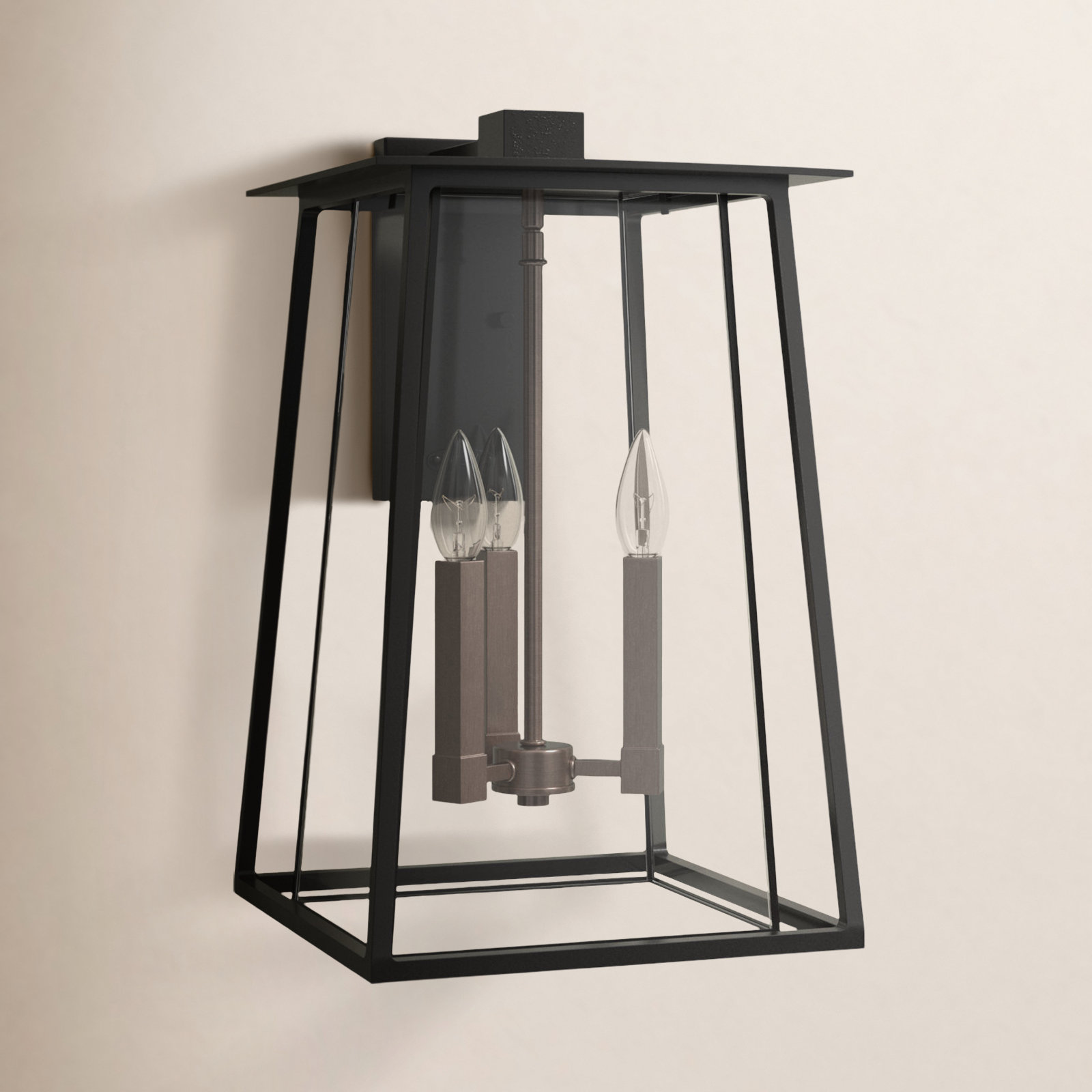 Integrated LED Outdoor Wall Lantern, Black