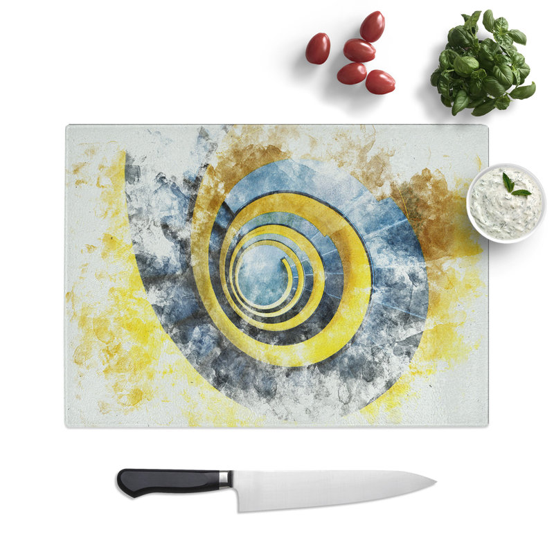 Tempered Glass Spiral Staircase Watercolour Chopping Board, 20 cm x 28.5 cm