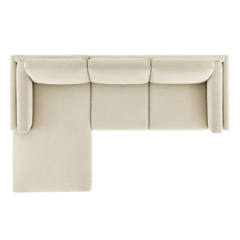 Canapé modulaire en tissu avec méridienne Roscoe, Orienté à gauche (vu de face), Tissu ivoire
