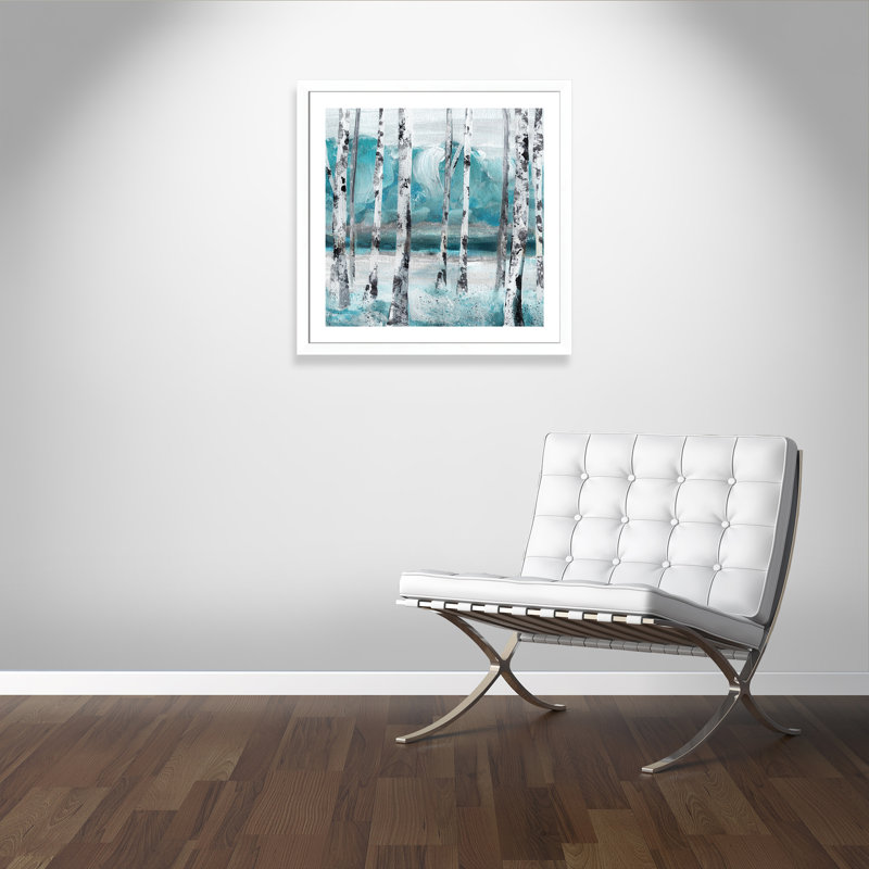 Aqua Birch - peinture encadrée, Cadre blanc, H 33,5 po x l 33,5 po x P 1,25 po