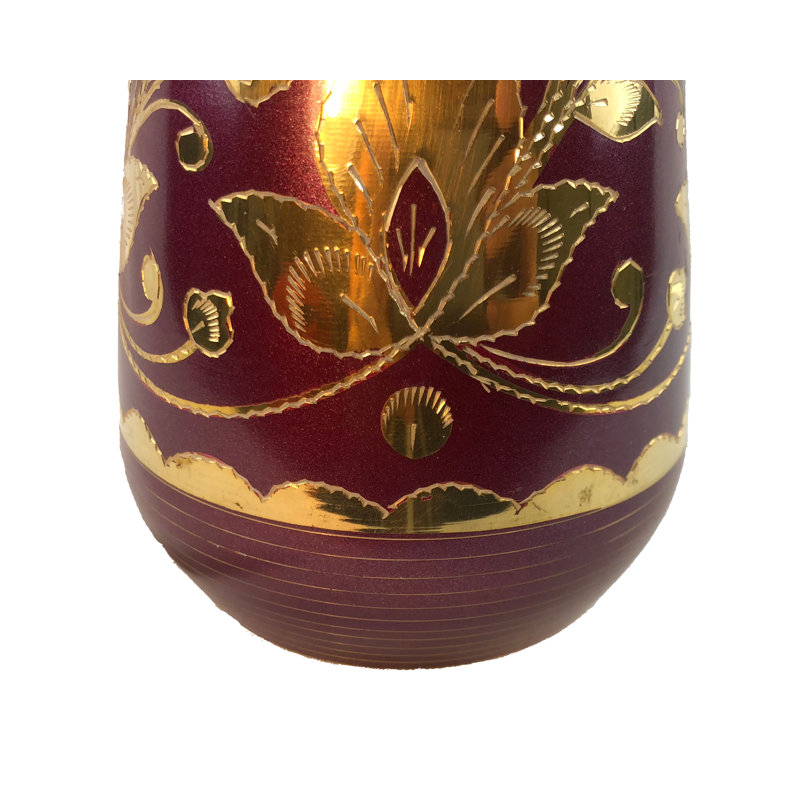 Tioga Handmade Metal Table Vase, Gold/Red