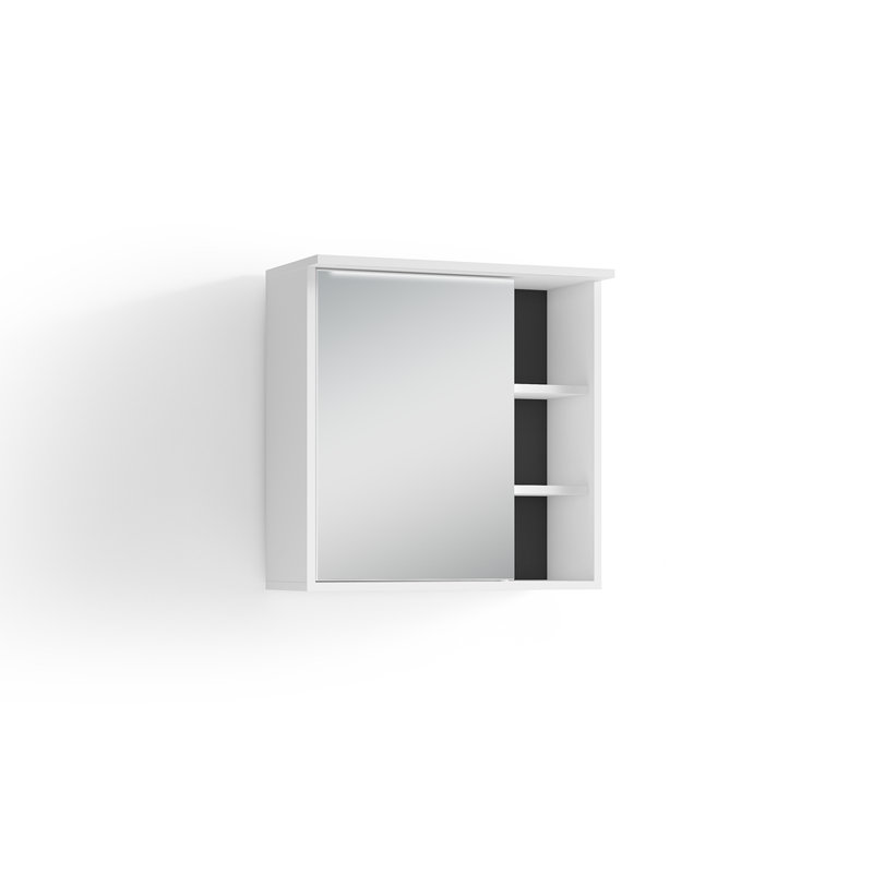 Linco 600 mm W 610 mm H Surface Mirrored Bathroom Cabinets 4 Adjustable Shelves with Mirror, White