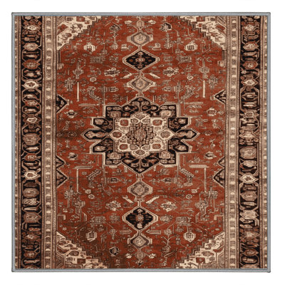Machine Washable Persian Brown Area Rug