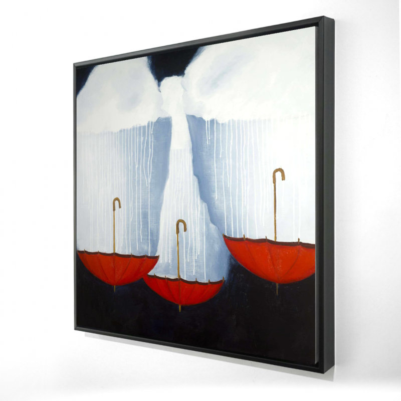 «Upside Down Umbrellas - Blue Seasons», décoration sur toile encadrée