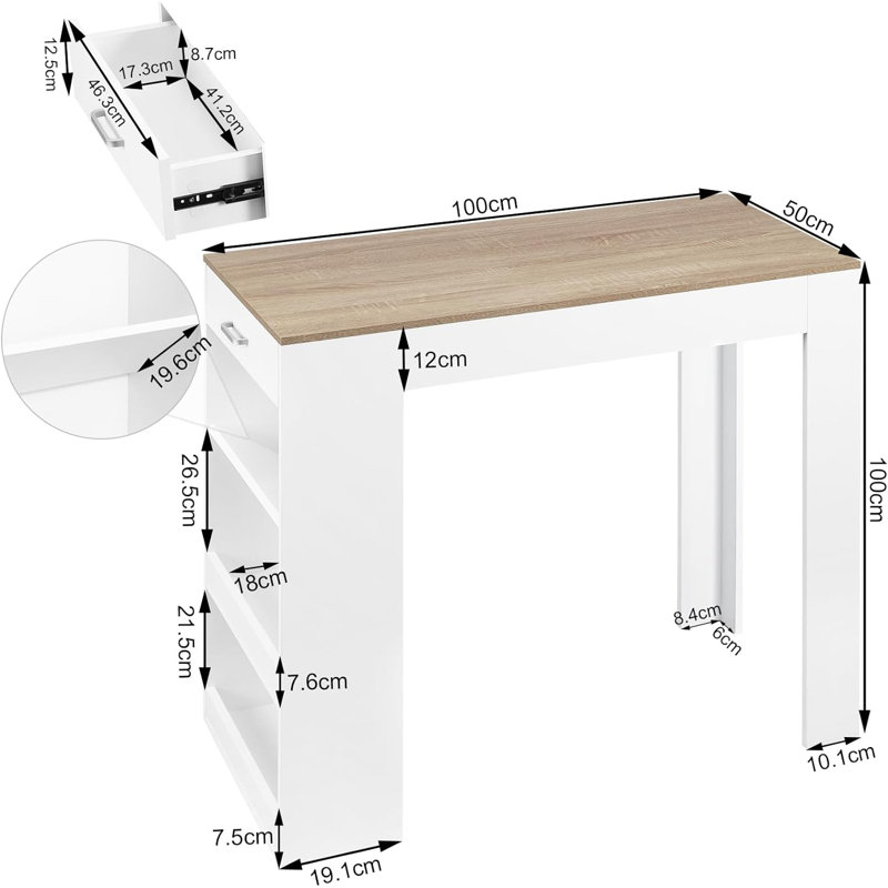 Nzinga Dining Table, White/Light Brown