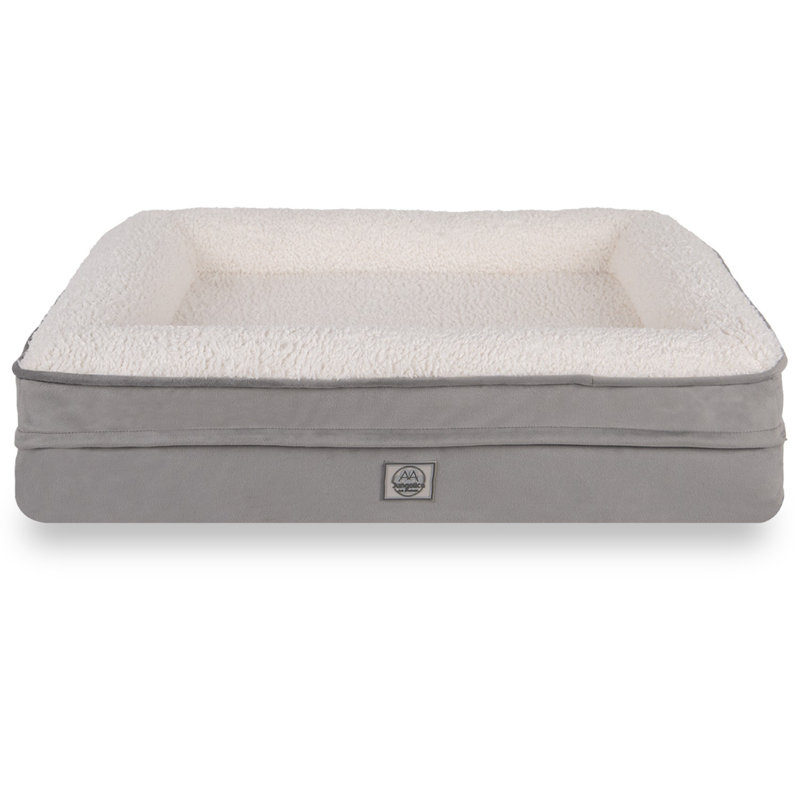 Luxurious Pet Bed with High-Grade Memory Foam, Grey & White, 37.4 x 29.5 x 7.9 inches | 100% Polyester Outer Fabric, Ultra Soft High Density Foam | Perfect for Dogs & Cats, Comfort & Support for Your Pets