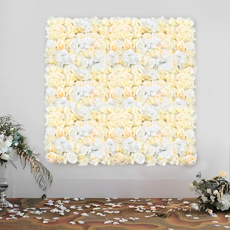 Panneau mural Silk Rose, Blanc / jaune clair