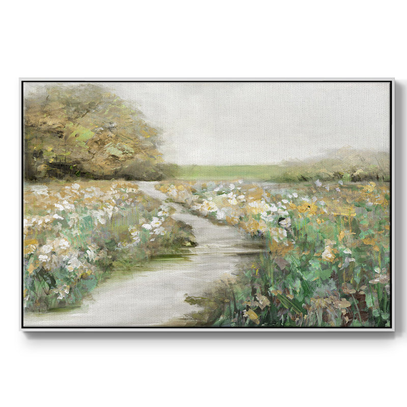 Toile tendue encadrée Quiet Meadow, Cadre blanc, H 25 po x l 37 po x P 2 po