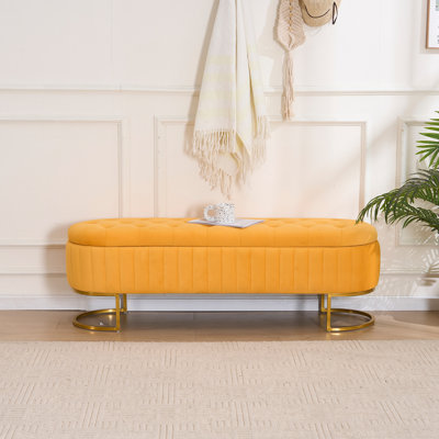 Shaneta 55" Velvet Storage Bench with Gold Legs