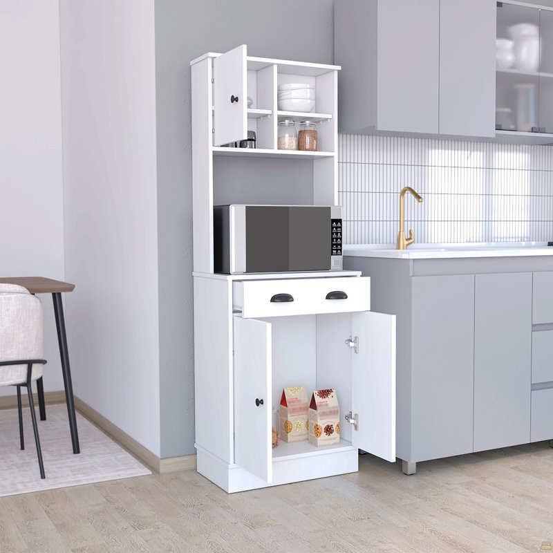 Microwave Storage Stand With 3-Doors And Drawer