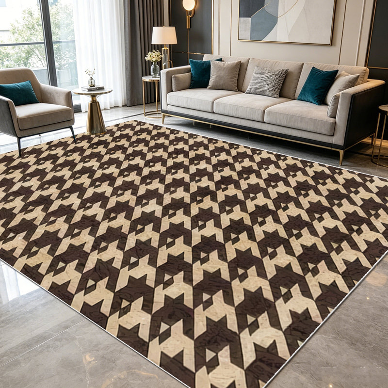 1PC Houndstooth Pattern area rugs for Living Room, Soft and Comfortable, Suitable for all seasons, easy-to-maintain, machine washable Indoor floor mat, Under Table Farmhouse suitable for dining room, bedroom, home office, entryway, patio, hallway,