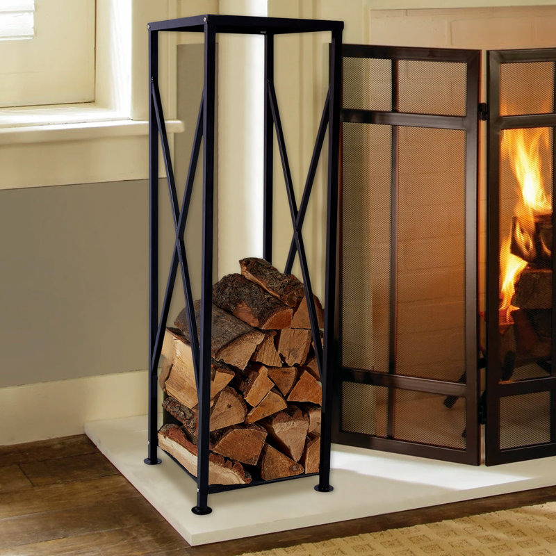 Porte-bûches de rangement moderne et robuste pour l'intérieur et l'extérieur