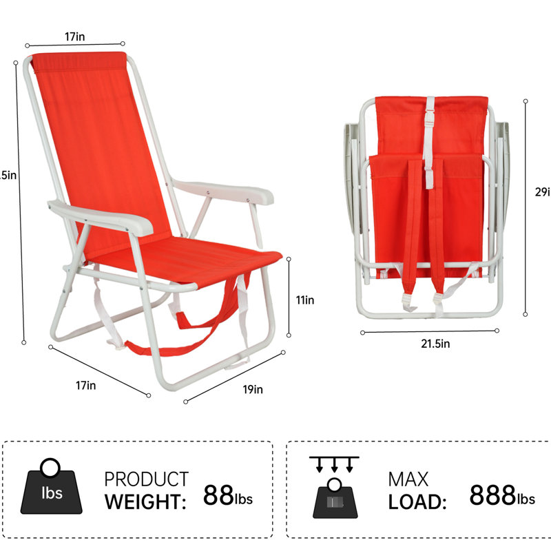 Chaise de plage pour adultes avec sac à dos, capacité de 300 lb, inclinaison légère et pliante, structure en aluminium, tissu 600D, organisateur de poche et fauteuil de rangement avec sac à glace avec caractéristique, structure, réglable, serviette