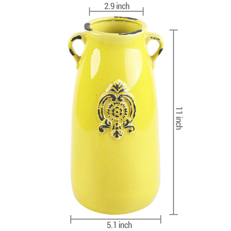 27.9cm Ceramic Table Vase, Yellow