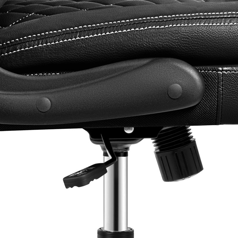 Chaise de bureau ergonomique en cuir Marama avec accoudoirs rabattables, Noir, noir, noir, noir