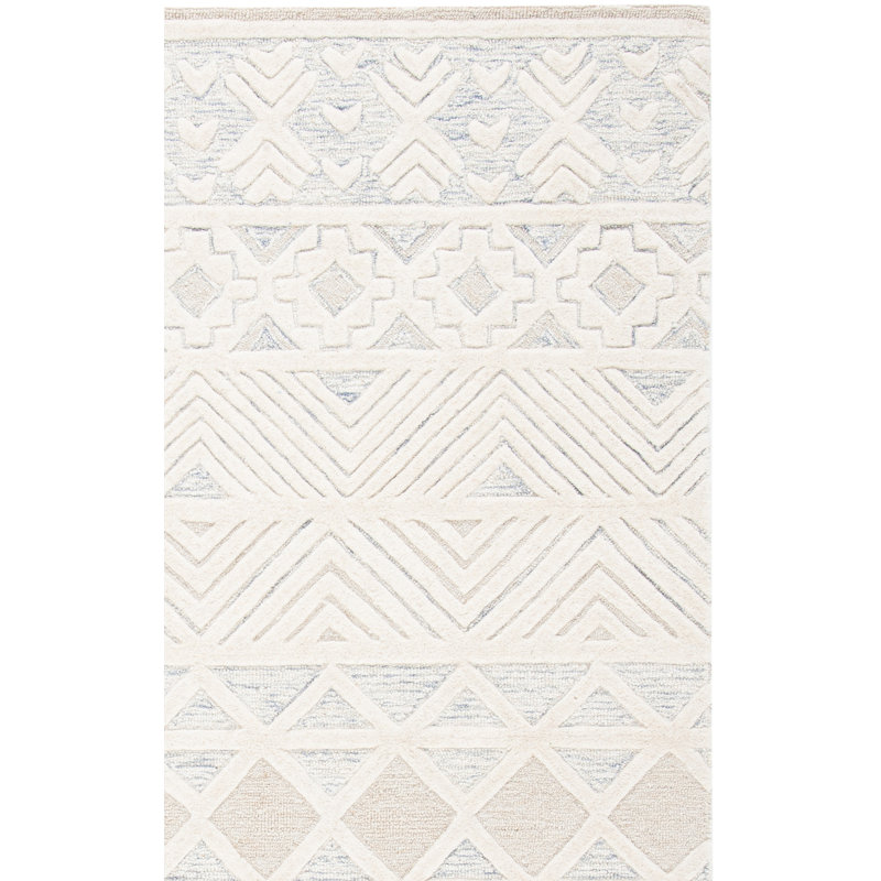 Artistry Hand Tufted Wool/Cotton Southwestern Rug in Ivory/Light Gray, Rectangle 4' x 6'