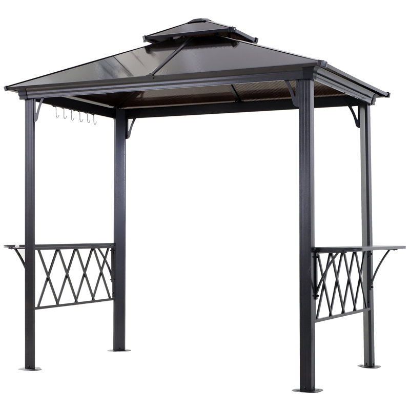 Outsunny 9' x 5' Black Hardtop BBQ Grill Gazebo