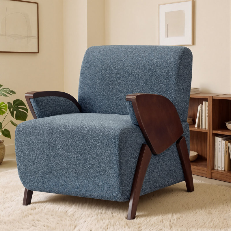 Fauteuil d'appoint rembourré moderne de 27 po de largeur, fauteuil en bois massif (ensemble de 2), Bleu