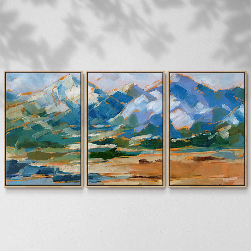 Blue Mountain Peaks II - Multi Piece Framed Canvas 2783178C, 40'' H x 78'' W x 2" D, Natural