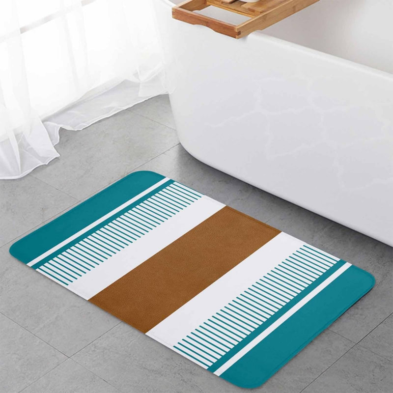 Tapis de cuisine à rayures brun sarcelle, 2 pièces pour la cuisine et la salle de bain, décoration intérieure moderne, Bleu
